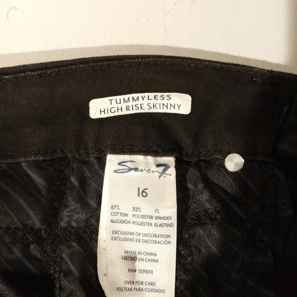 Seven7  Tummyless High Rise Slimming Skinny Jeans   16  Black  Stretch MY1975BLS - Picture 8 of 12